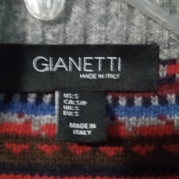 Gant Men's V-Neck Sweater in Gray with Multicolor Stripes - Picture 2 of 4